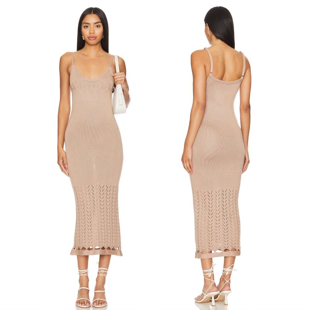 Peixoto Beige Knit Midi Dress